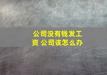 公司没有钱发工资 公司该怎么办